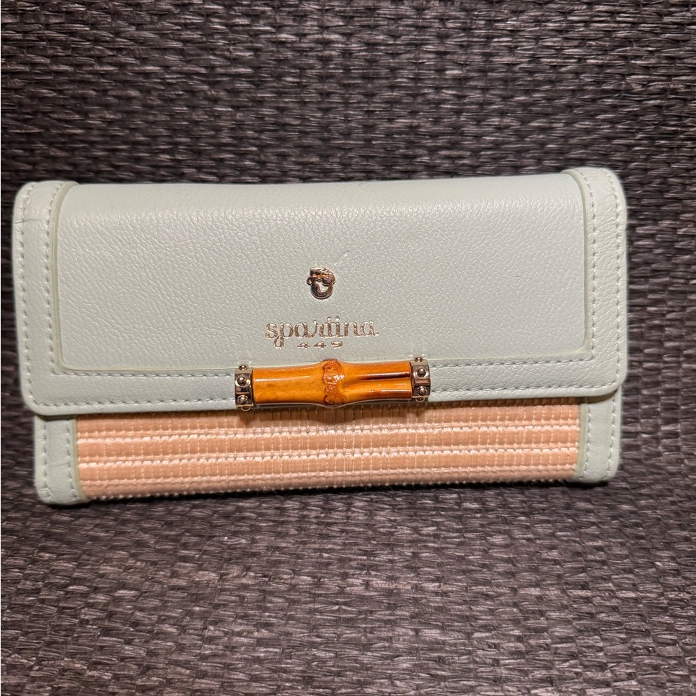 Samantha Thavasa Mint Green & Beige Wallet with Bamboo Accent